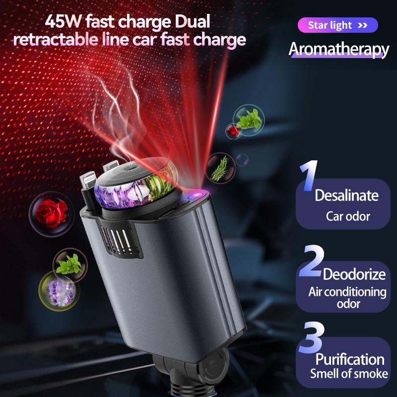5-in-1 Car Charger and Star light with Air Freshener